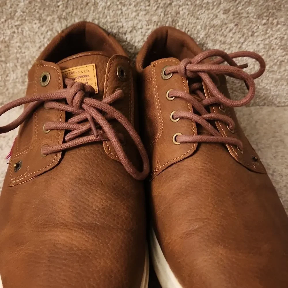 Levi's Men's Brown Faux Leather Lace-Up Loafer Shoes Size 10.5
